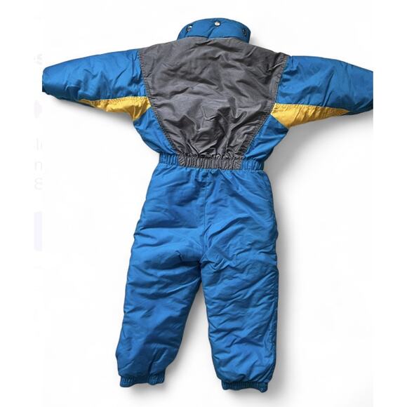 Vintage SKISS 80s 90s Kids Snowsuit 2T 86 Made In France SkiSuit Toddler Blue - Picture 2 of 8